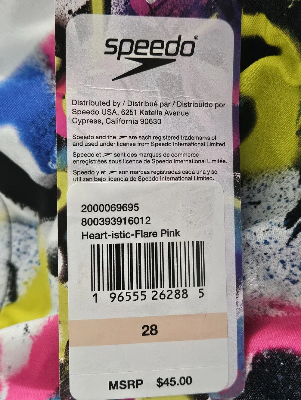 Speedo Endurance Size 28 Heartistic Flare Pink Boys Mens Swim Trunks with Elasti